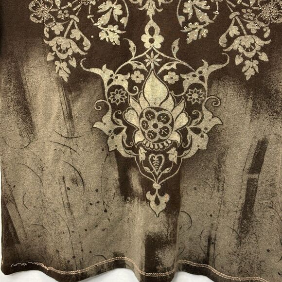 Blue Canyon Women’s Henley Tee Size Medium Brown Y2K Fairycore Earthy - Picture 3 of 8